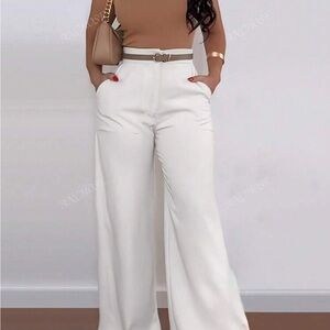 Elegant White Wide-Leg Pants🤍